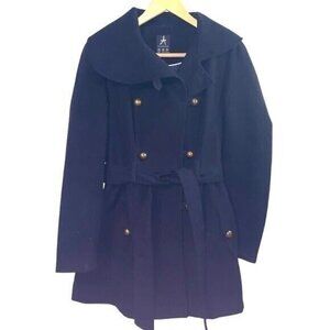 Atmosphere Black Double Breasted Belted Business Casual Peacoat Size US 6